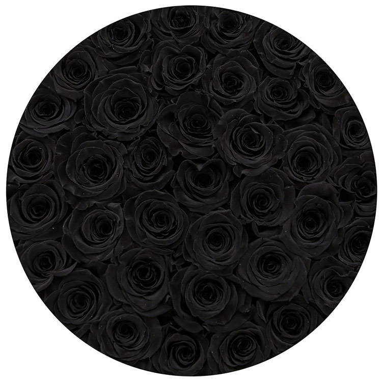 39 черных роз в шляпной коробке